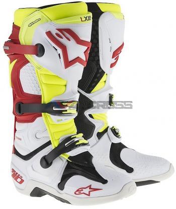 Stivali Alpinestar Tech 10 Vented White-Red-Yellow Fluo