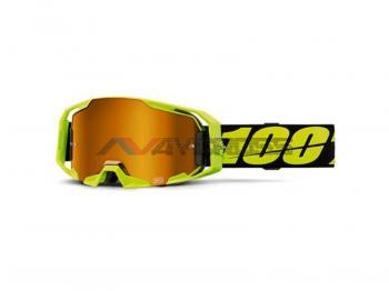 Maschera 100% Armatic Neon Yellow-lente a specchio oro